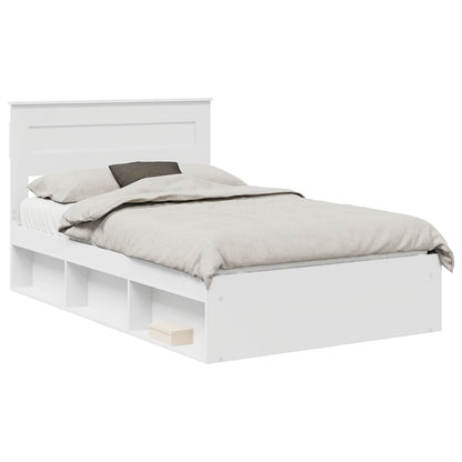 Bedframe met hoofdeinde Wit 120 x 200 cm Massief grenenhout