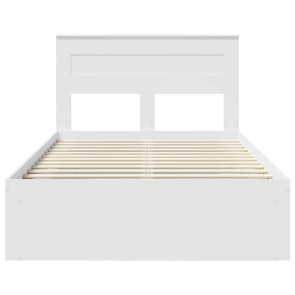 Bedframe met hoofdeinde Wit 120 x 200 cm Massief grenenhout