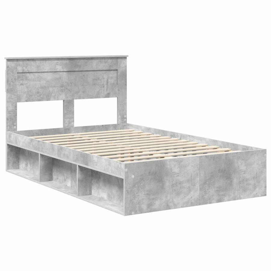 Bedframe met hoofdeinde Beton 120 x 200 cm Massief grenenhout