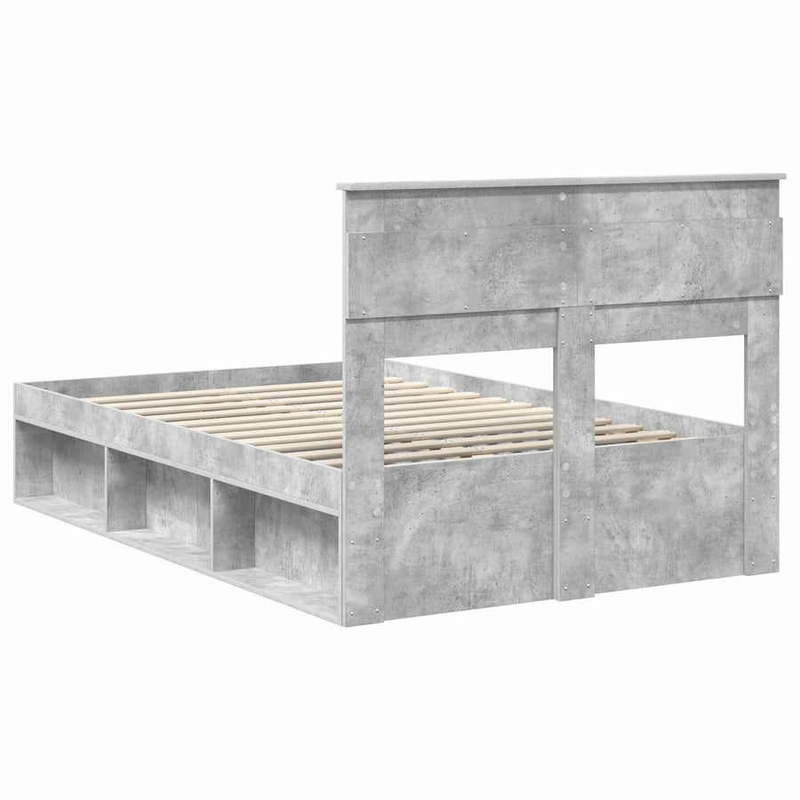 Bedframe met hoofdeinde Beton 120 x 200 cm Massief grenenhout