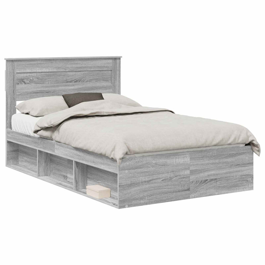 Bedframe Grijs Sonoma 120 x 200 cm Massief grenenhout