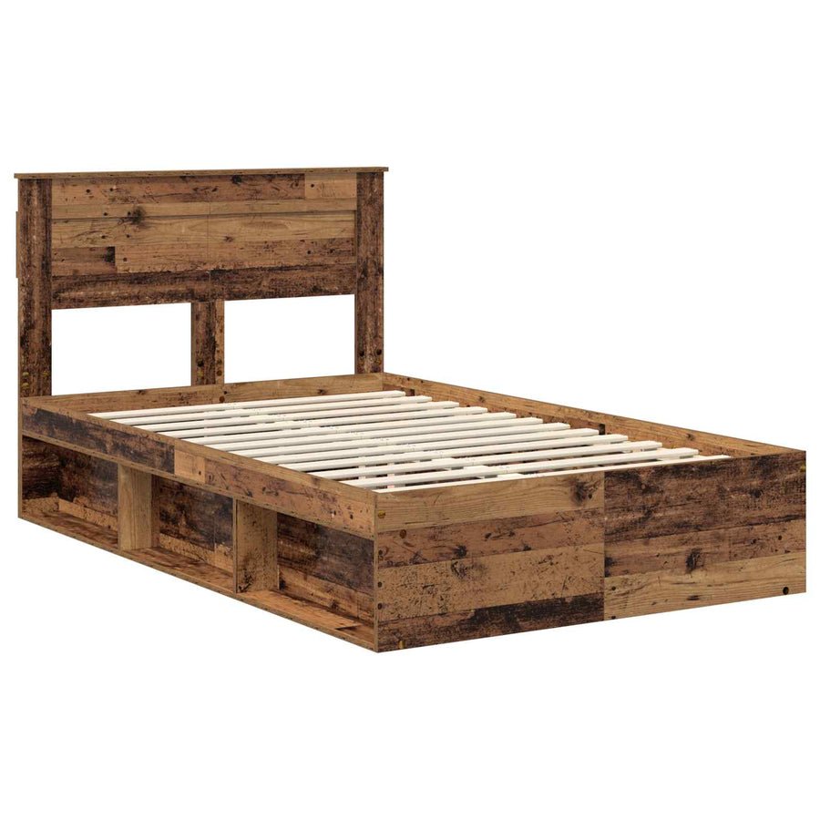 Bedframe met hoofdeinde Oudhout 120 x 200 cm Massief grenenhout