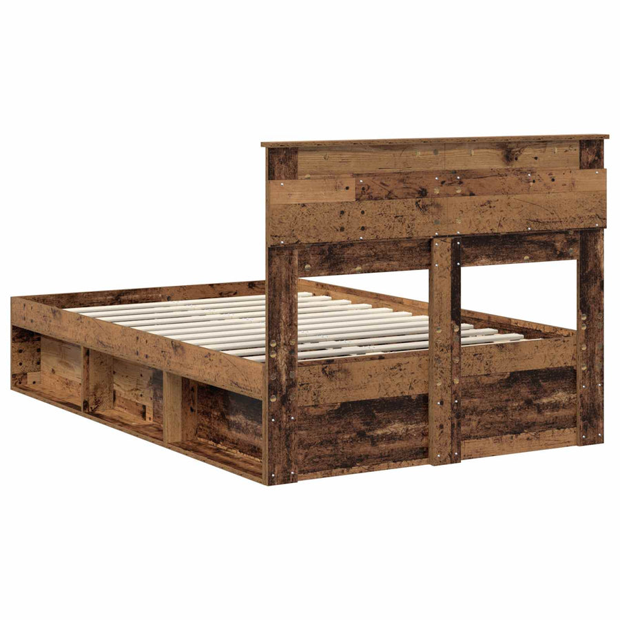 Bedframe met hoofdeinde Oudhout 120 x 200 cm Massief grenenhout