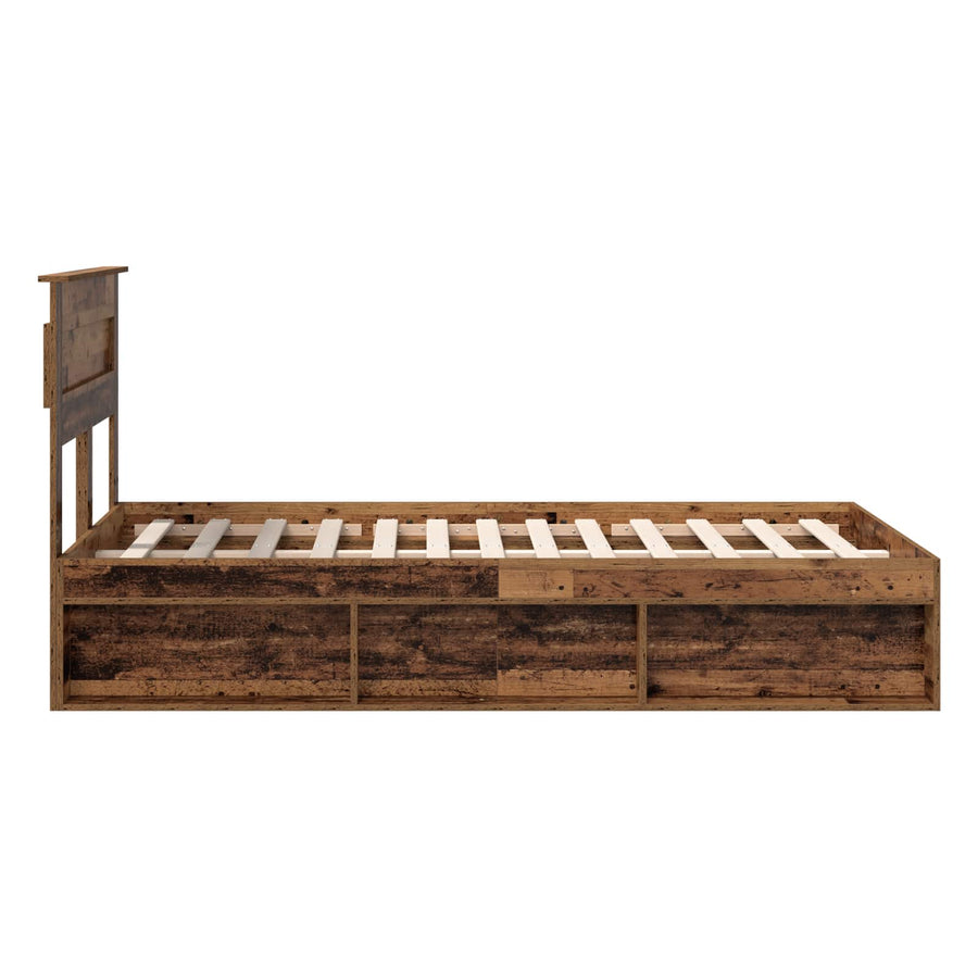 Bedframe met hoofdeinde Oudhout 120 x 200 cm Massief grenenhout