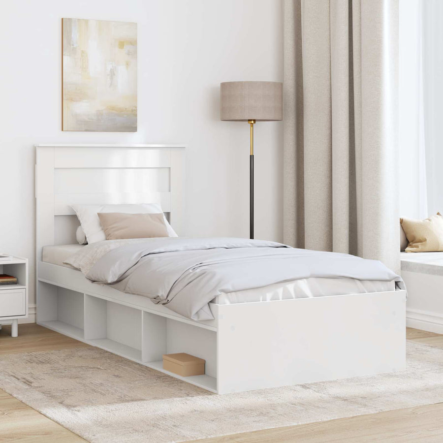 Bedframe met hoofdeinde Wit 100 x 200 cm Massief grenenhout