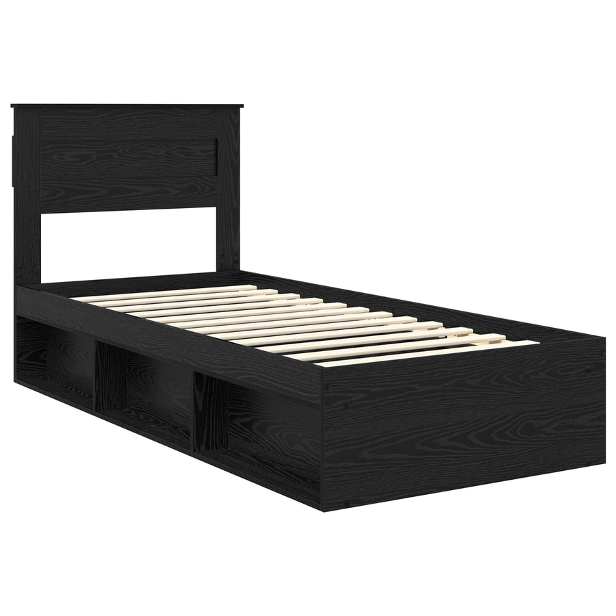 Bedframe met matras Zwart 100 x 200 cm Massief grenenhout