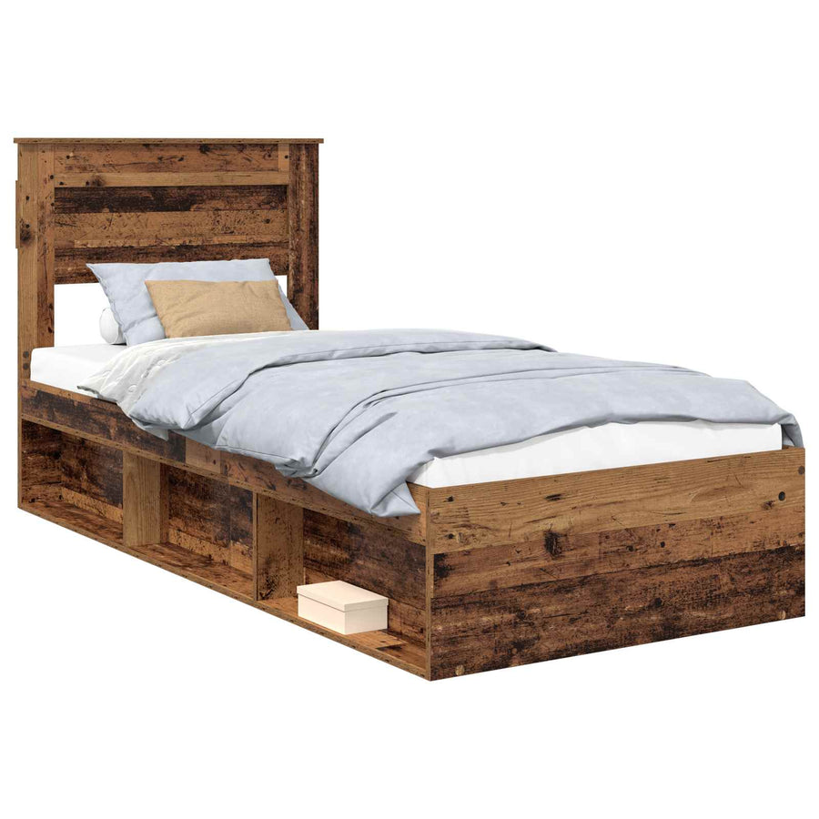 Bedframe met hoofdeinde Oudhout 100 x 200 cm Massief grenenhout