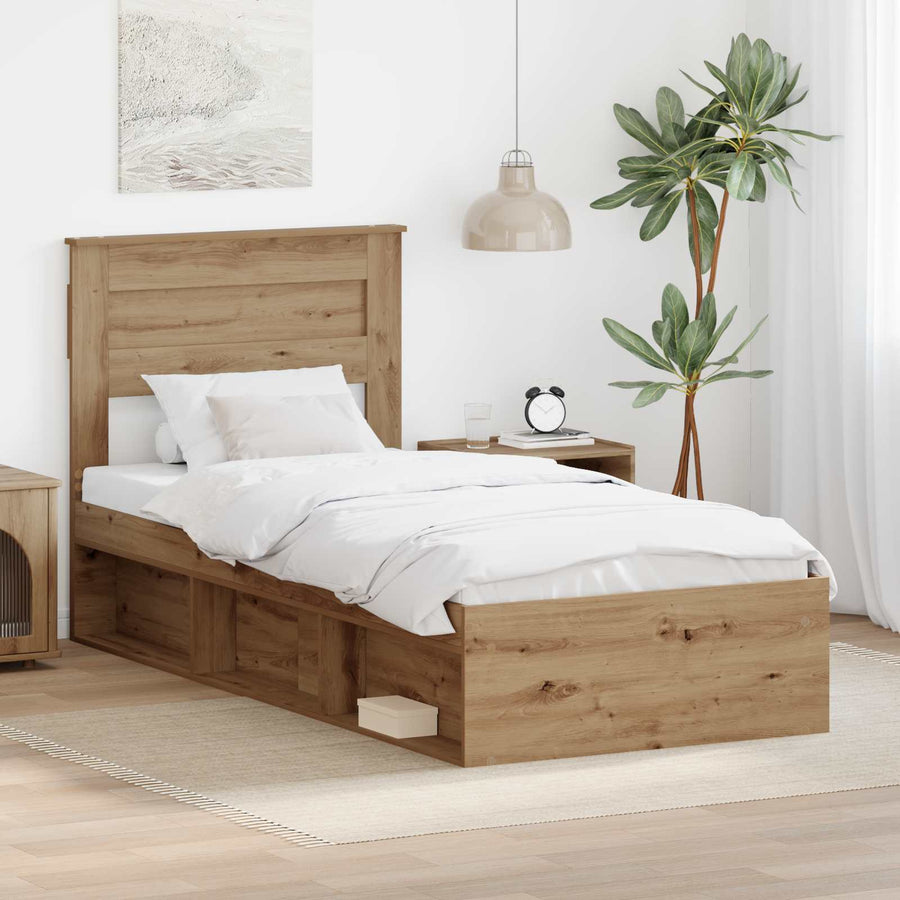 Bedframe Ambachtelijk eiken 100 x 200 cm Massief grenenhout