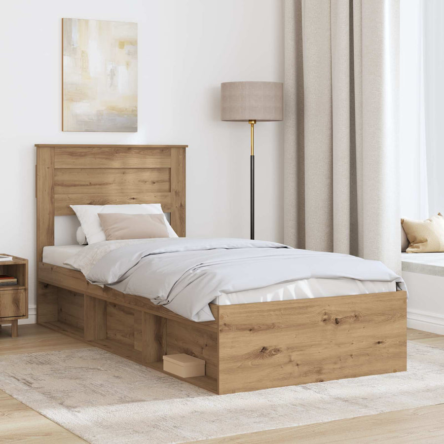 Bedframe Ambachtelijk eiken 100 x 200 cm Massief grenenhout