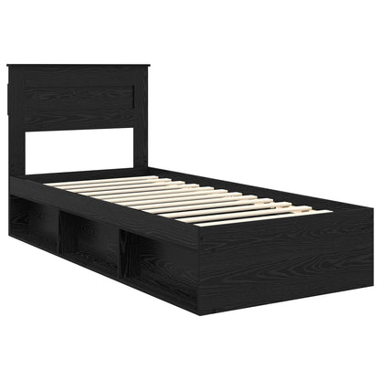Bedframe met matras Zwart 90 x 190 cm Massief grenenhout