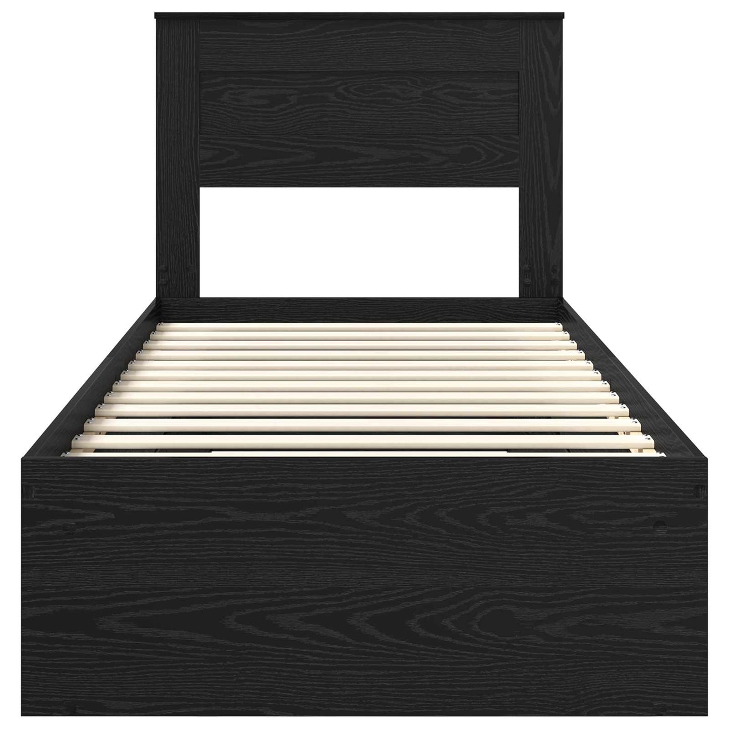 Bedframe met matras Zwart 90 x 190 cm Massief grenenhout