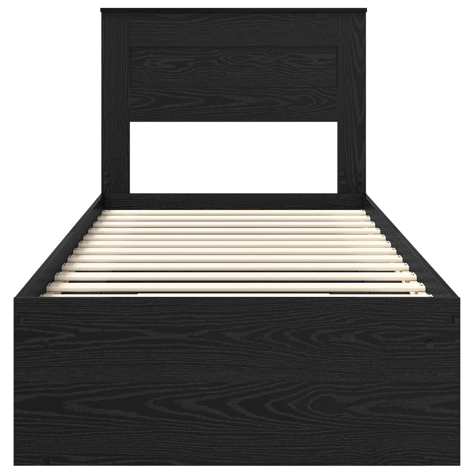 Bedframe met matras Zwart 90 x 200 cm Massief grenenhout