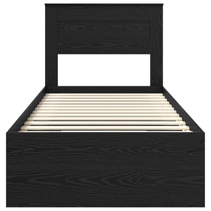 Bedframe met matras Zwart 90 x 200 cm Massief grenenhout