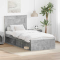 Bedframe met hoofdeinde Beton 90 x 200 cm Massief grenenhout
