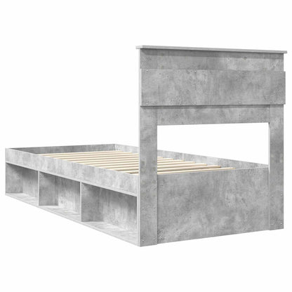 Bedframe Met Hoofdeinde Beton Massief Grenenhout Betongrijs 90 x 200 cm