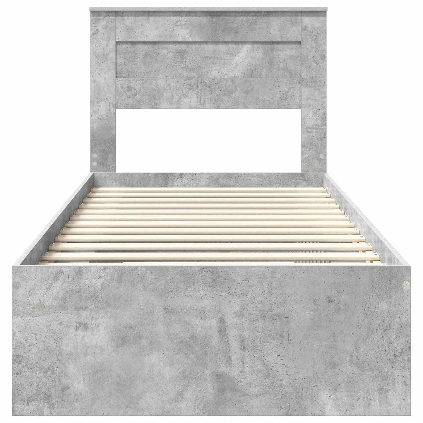 Bedframe Met Hoofdeinde Beton Massief Grenenhout Betongrijs 90 x 200 cm