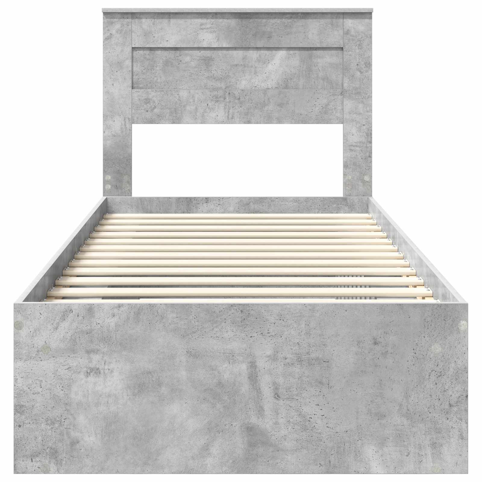 Bedframe Met Hoofdeinde Beton Massief Grenenhout Betongrijs 90 x 200 cm