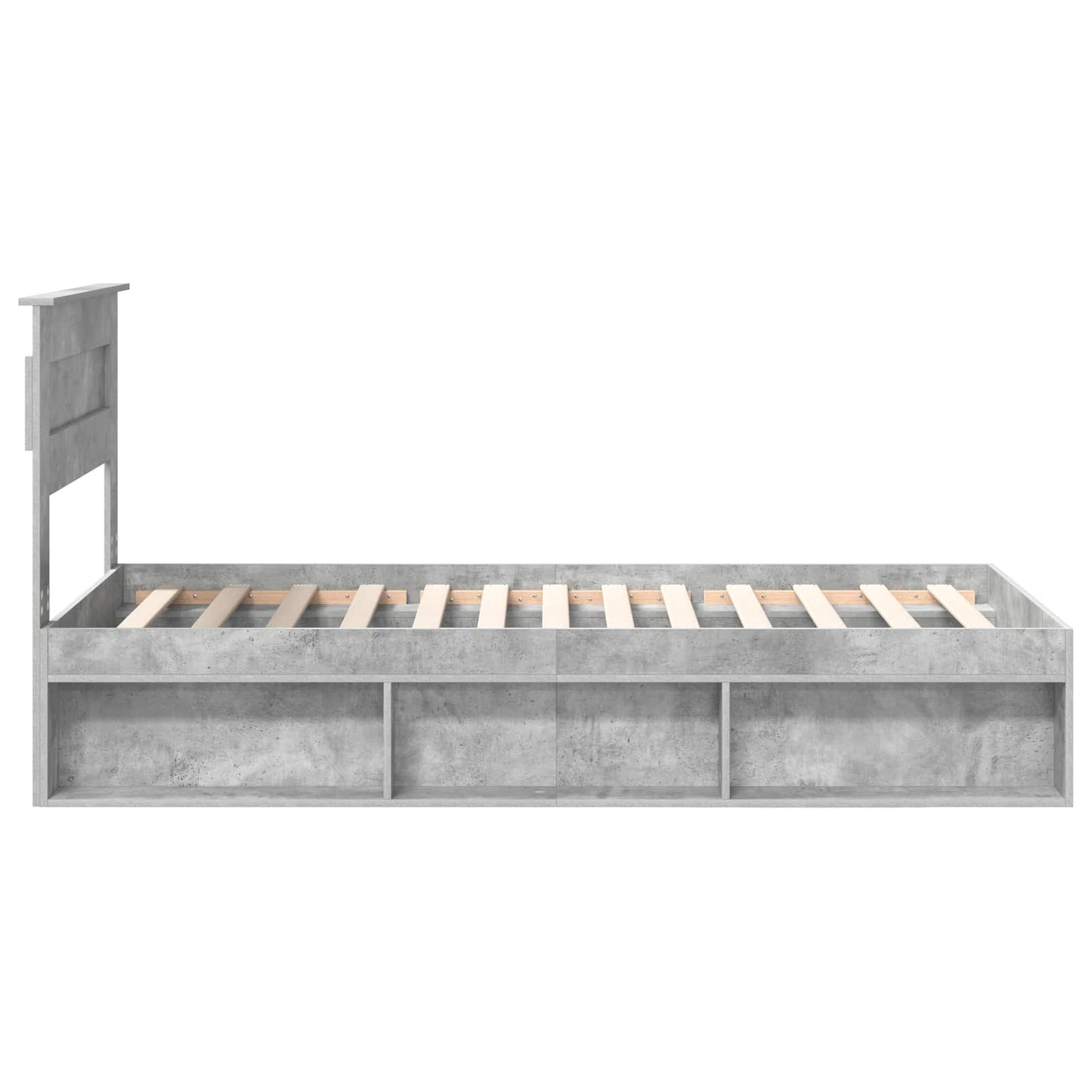 Bedframe Met Hoofdeinde Beton Massief Grenenhout Betongrijs 90 x 200 cm
