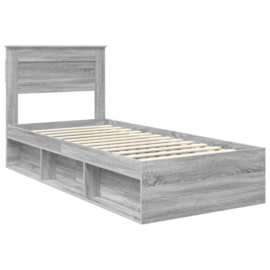 Bedframe met matras Grijs Sonoma 90 x 200 cm Massief grenenhout