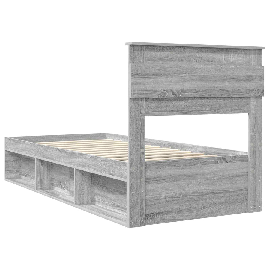 Bedframe met matras Grijs Sonoma 90 x 200 cm Massief grenenhout