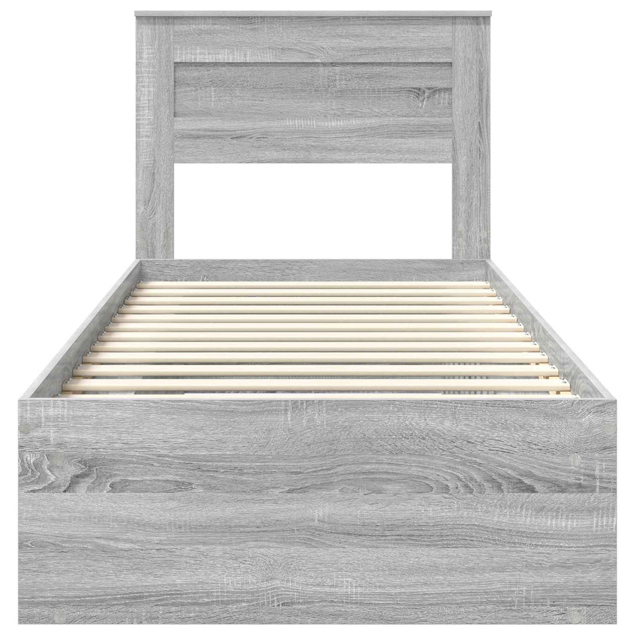 Bedframe met matras Grijs Sonoma 90 x 200 cm Massief grenenhout