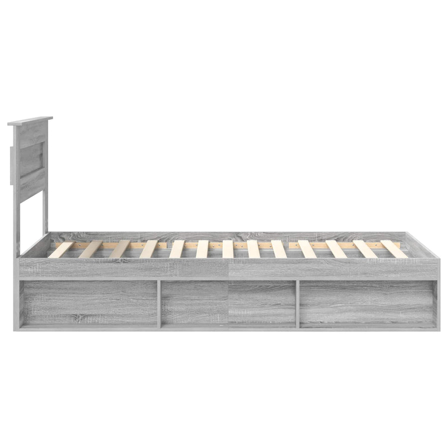 Bedframe met matras Grijs Sonoma 90 x 200 cm Massief grenenhout