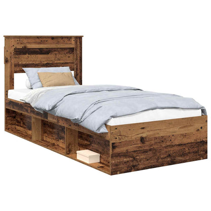 Bedframe met hoofdeinde Oudhout 90 x 200 cm Massief grenenhout