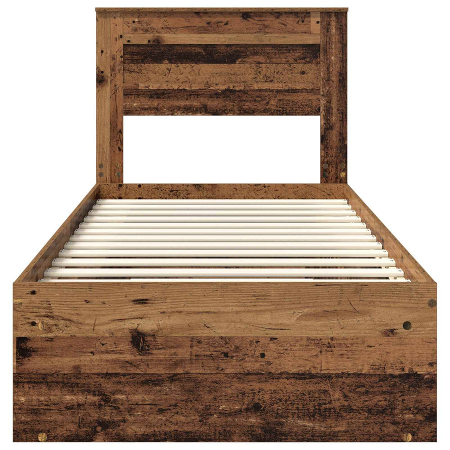 Bedframe met hoofdeinde Oudhout 90 x 200 cm Massief grenenhout