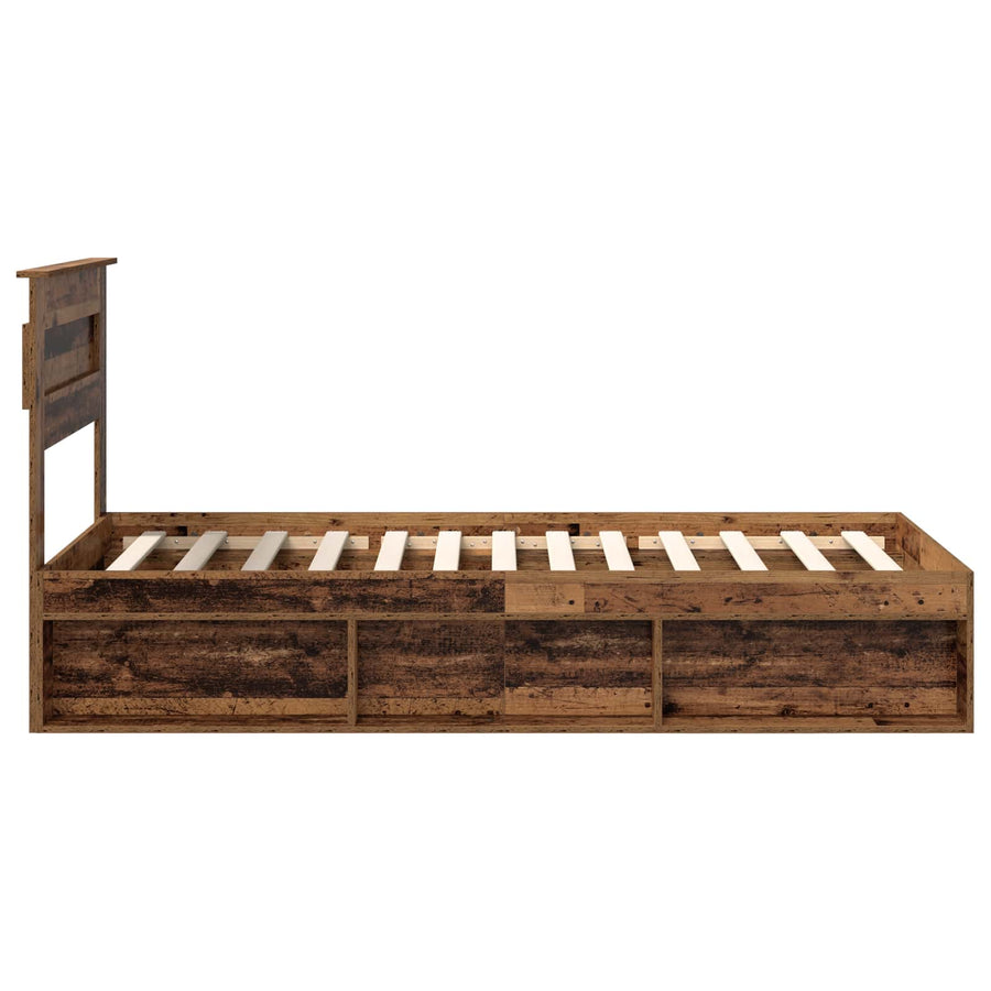 Bedframe met hoofdeinde Oudhout 90 x 200 cm Massief grenenhout
