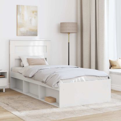 Bedframe met matras met lade Wit 75 x 190 cm Massief grenenhout