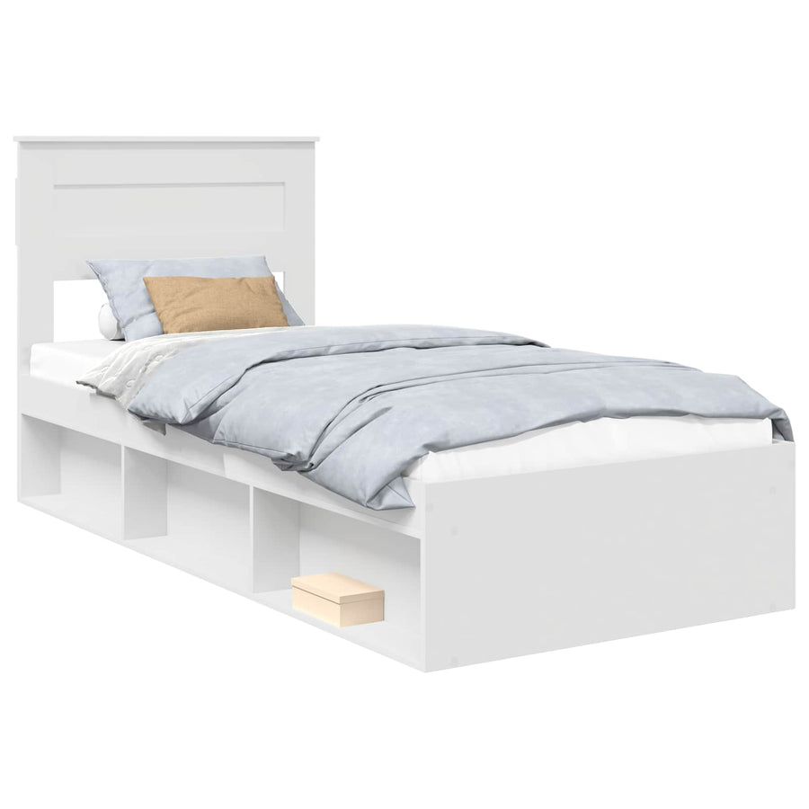Bedframe met matras met lade Wit 75 x 190 cm Massief grenenhout