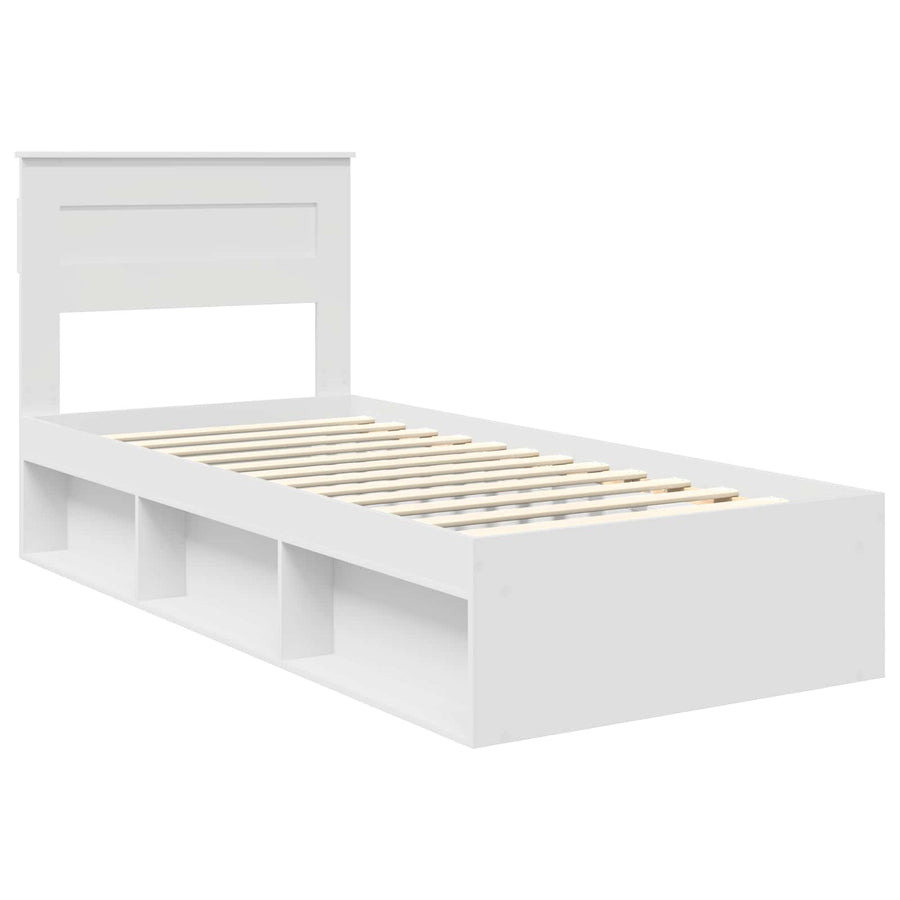 Bedframe met matras met lade Wit 75 x 190 cm Massief grenenhout