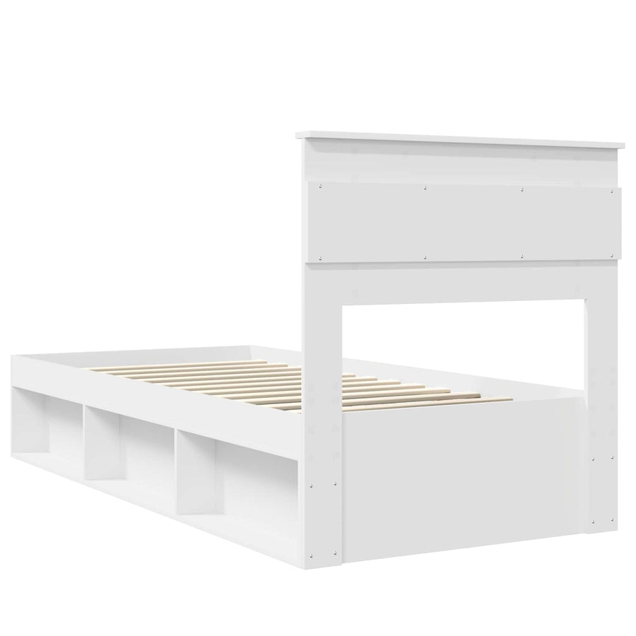 Bedframe met matras met lade Wit 75 x 190 cm Massief grenenhout