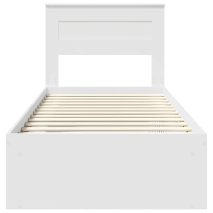 Bedframe met matras met lade Wit 75 x 190 cm Massief grenenhout