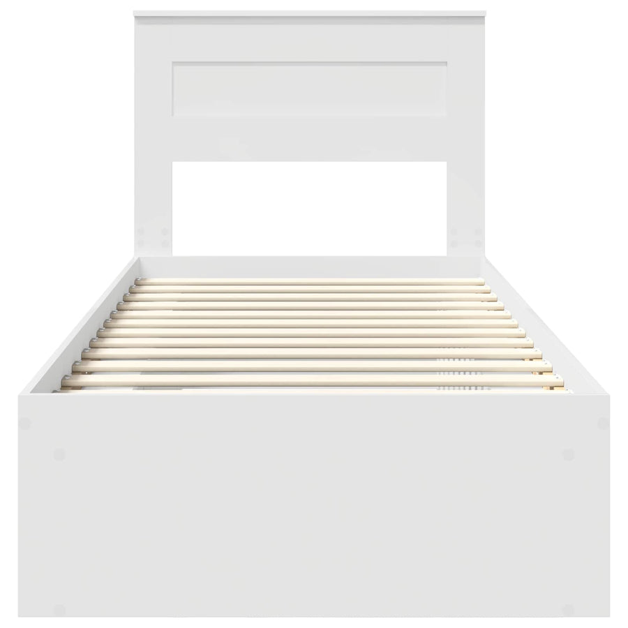 Bedframe met matras met lade Wit 75 x 190 cm Massief grenenhout
