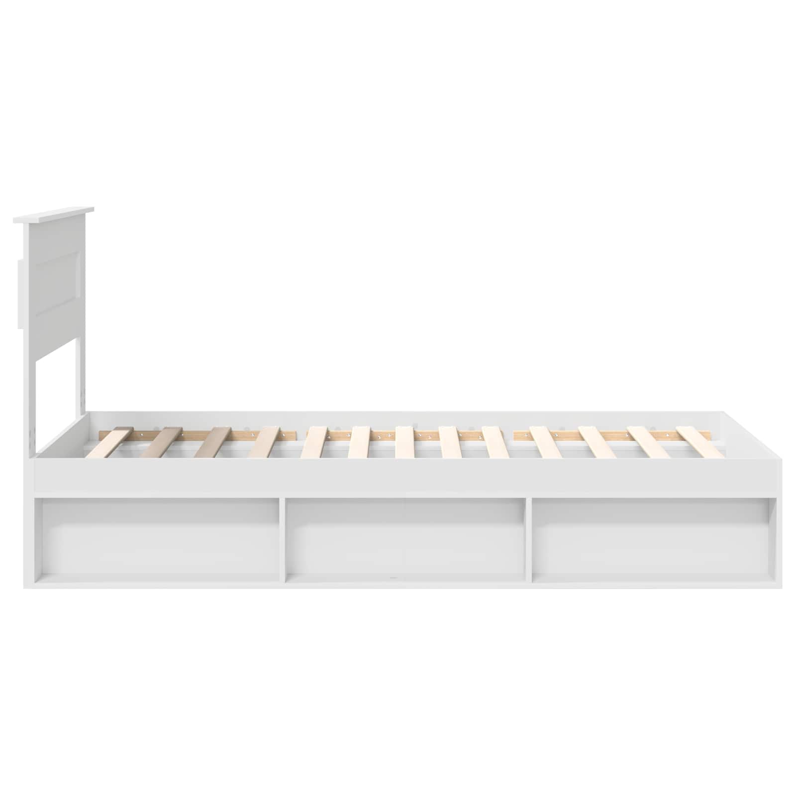 Bedframe met matras met lade Wit 75 x 190 cm Massief grenenhout