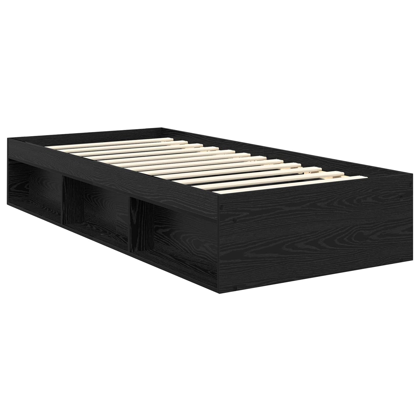Bedframe met matras Zwart 75 x 190 cm Massief grenenhout