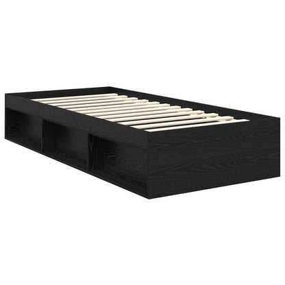 Bedframe met matras Zwart 75 x 190 cm Massief grenenhout
