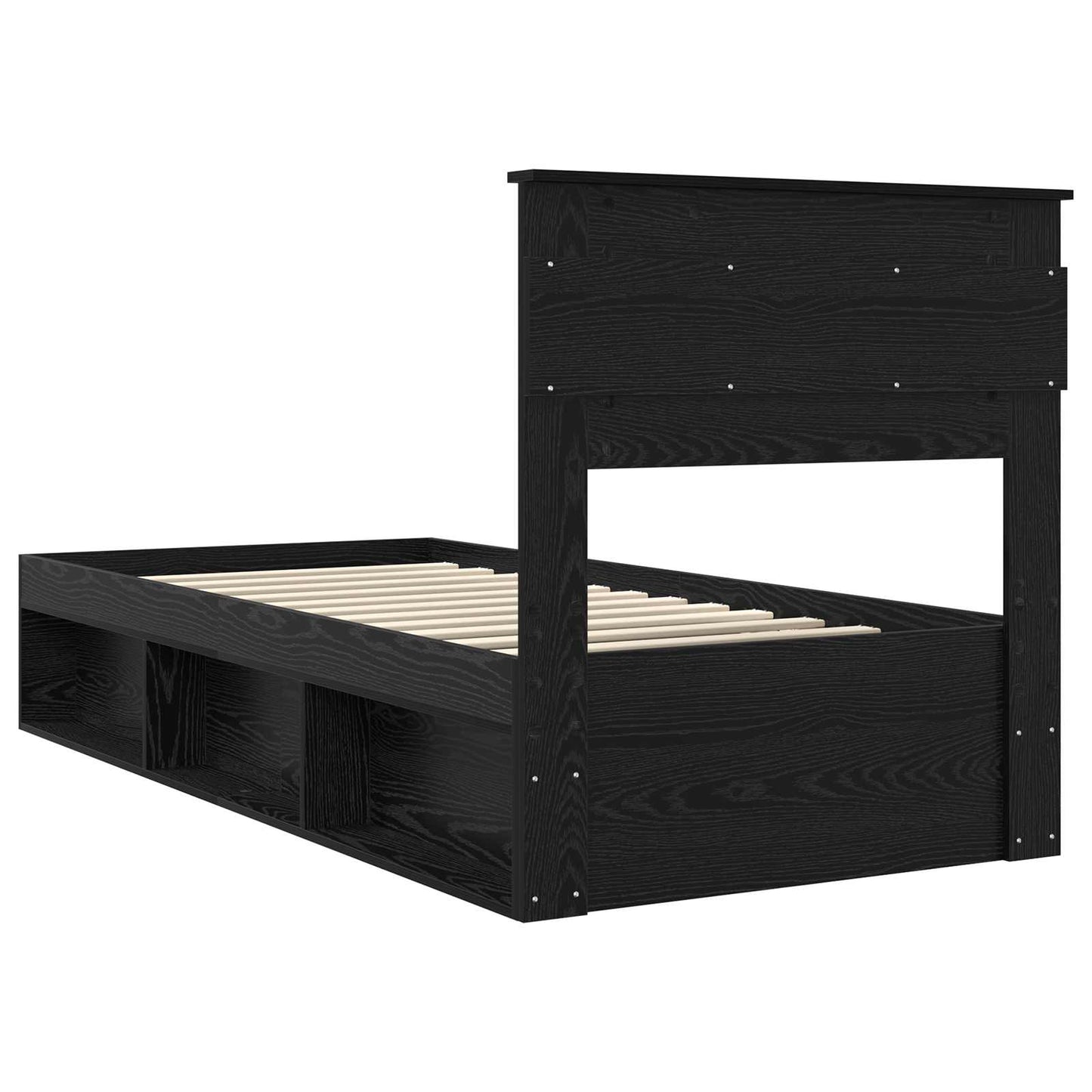 Bedframe met matras Zwart 75 x 190 cm Massief grenenhout