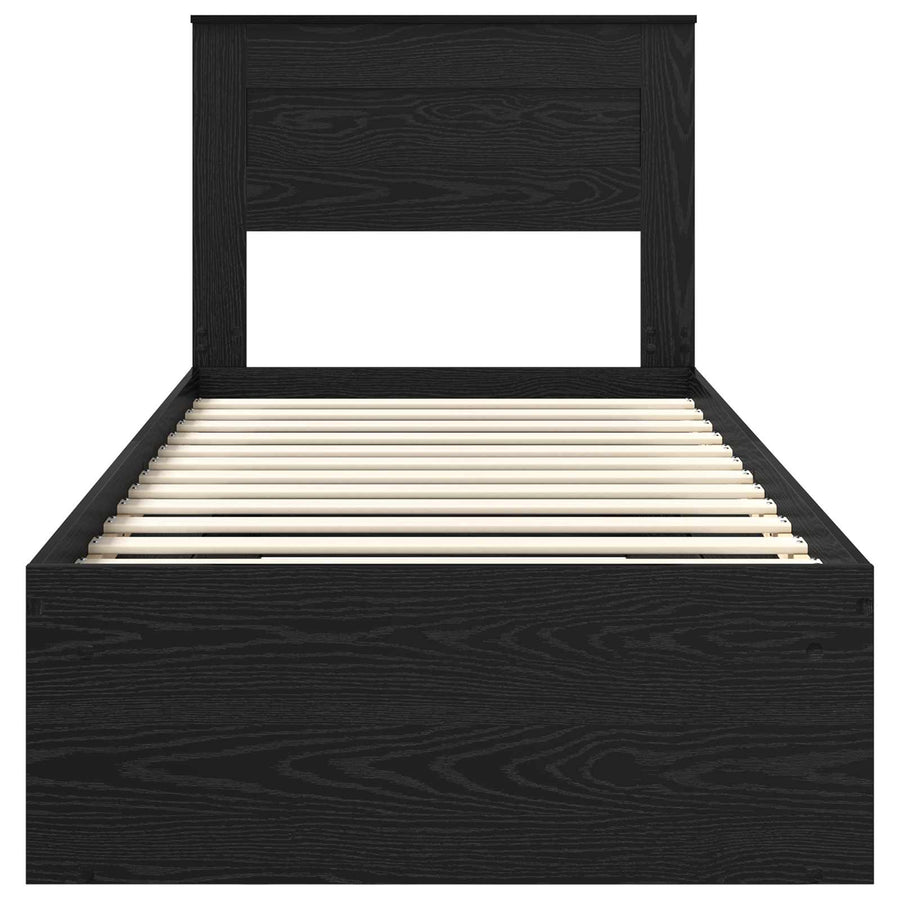 Bedframe met matras Zwart 75 x 190 cm Massief grenenhout
