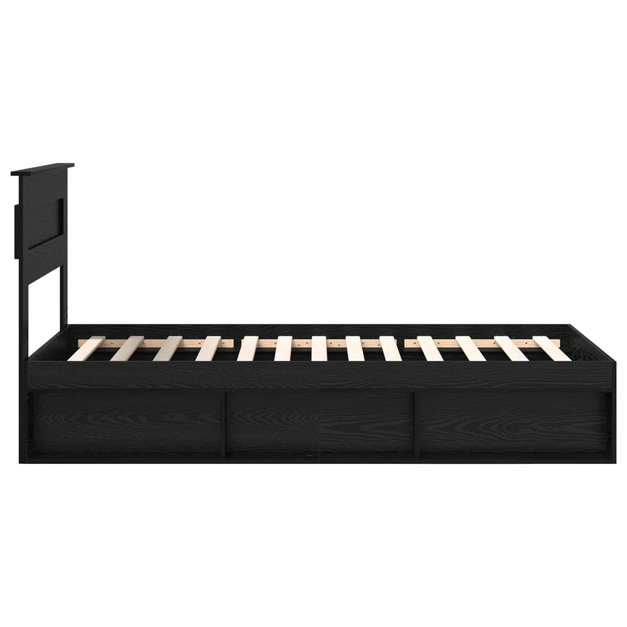 Bedframe met matras Zwart 75 x 190 cm Massief grenenhout