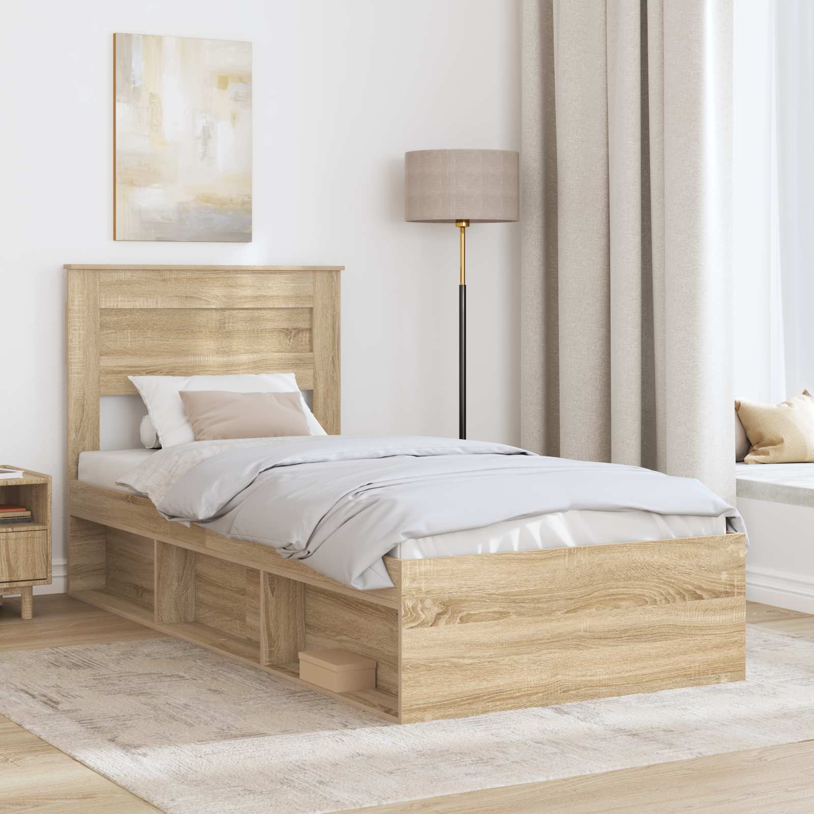 Bedframe met matras Sonoma Eiken 75 x 190 cm Massief grenenhout