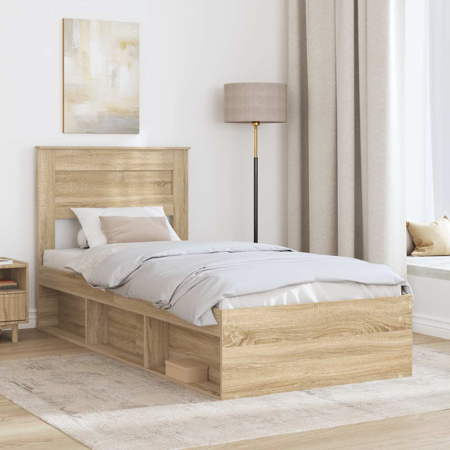 Bedframe met matras Sonoma Eiken 75 x 190 cm Massief grenenhout