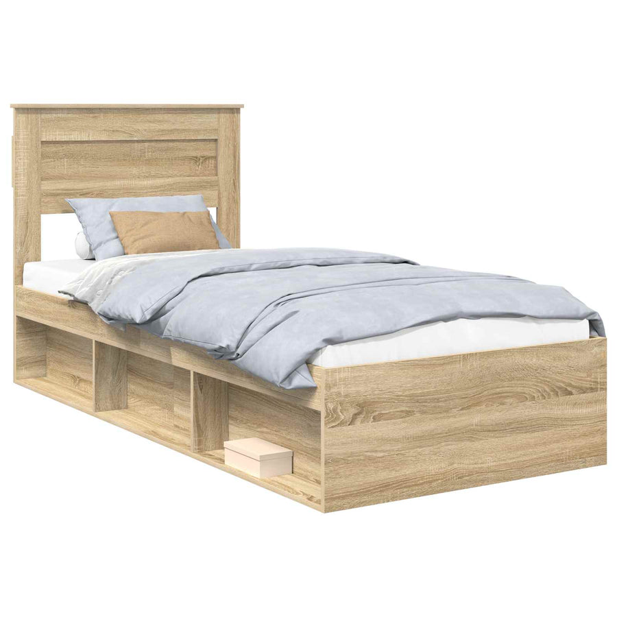 Bedframe met matras Sonoma Eiken 75 x 190 cm Massief grenenhout