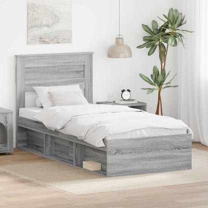 Bedframe Grijs Sonoma 75 x 190 cm Massief grenenhout