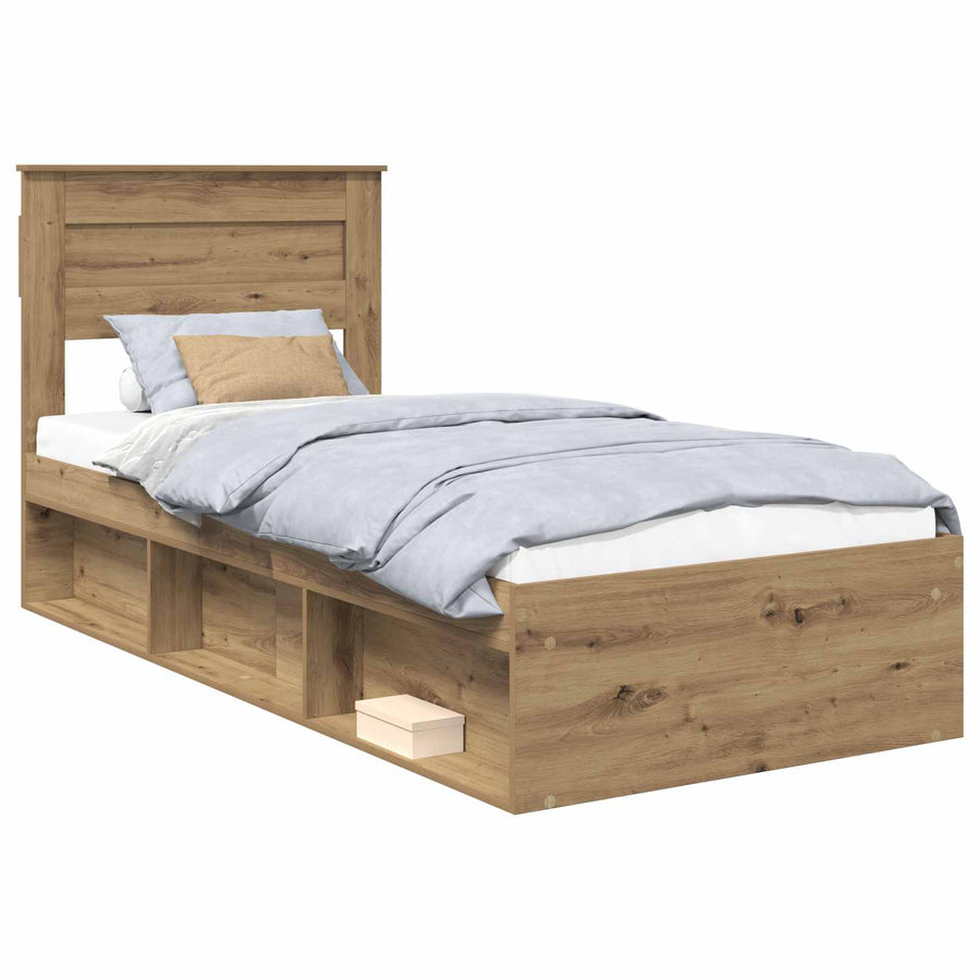 Bedframe Ambachtelijk eiken 75 x 190 cm Massief grenenhout