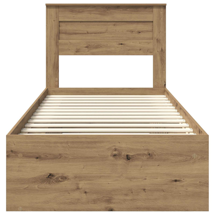 Bedframe Ambachtelijk eiken 75 x 190 cm Massief grenenhout