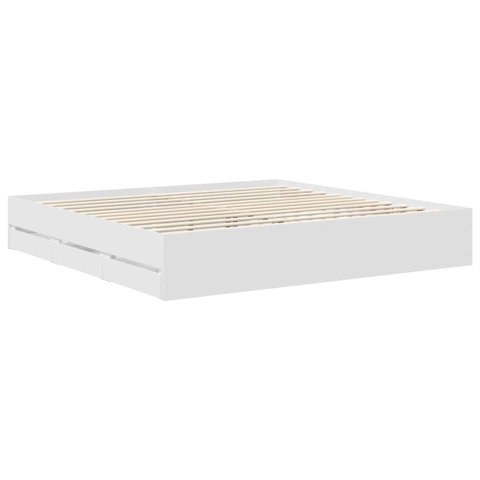 Bedframe met lade met opslag Wit 200 x 200 cm Ingenieurshout