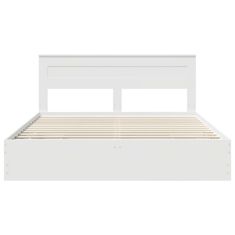 Bedframe met lade met opslag Wit 200 x 200 cm Ingenieurshout