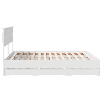 Bedframe met lade met opslag Wit 200 x 200 cm Ingenieurshout